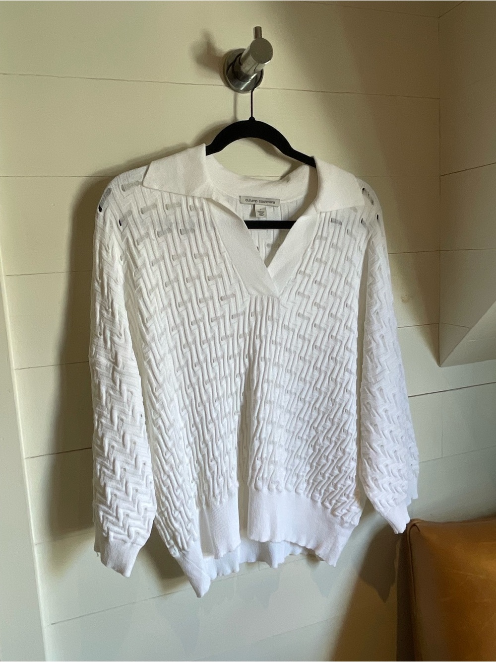 Autumn Cashmere White Textured V-Neck Sweater